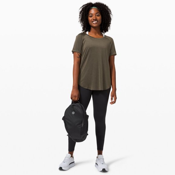 Lululemon Dark Olive Open Up Tie Back Tee size 4 - Picture 4 of 13